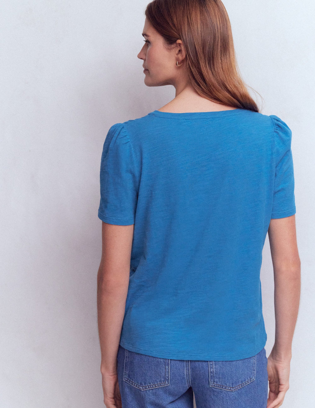 Sophie V-neck Slub T-shirt-Vallarta Blue