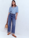 Leah Short Sleeve Linen Top-Chambray