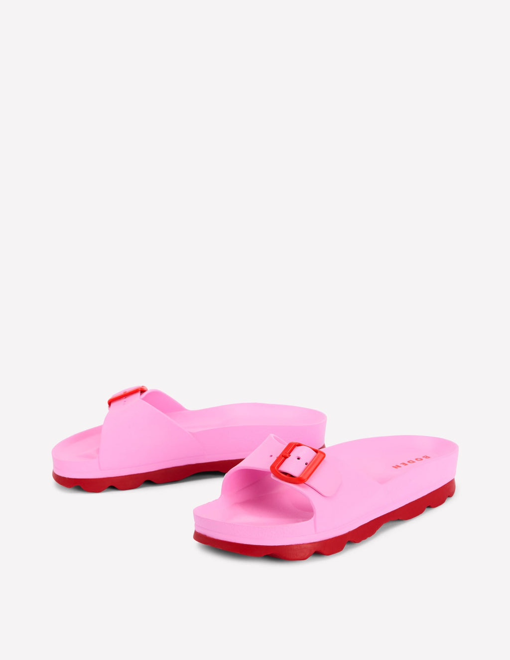 Lyla Single Buckle Sliders-Pink/Red