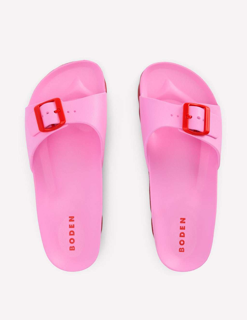 Lyla Single Buckle Sliders-Pink/Red