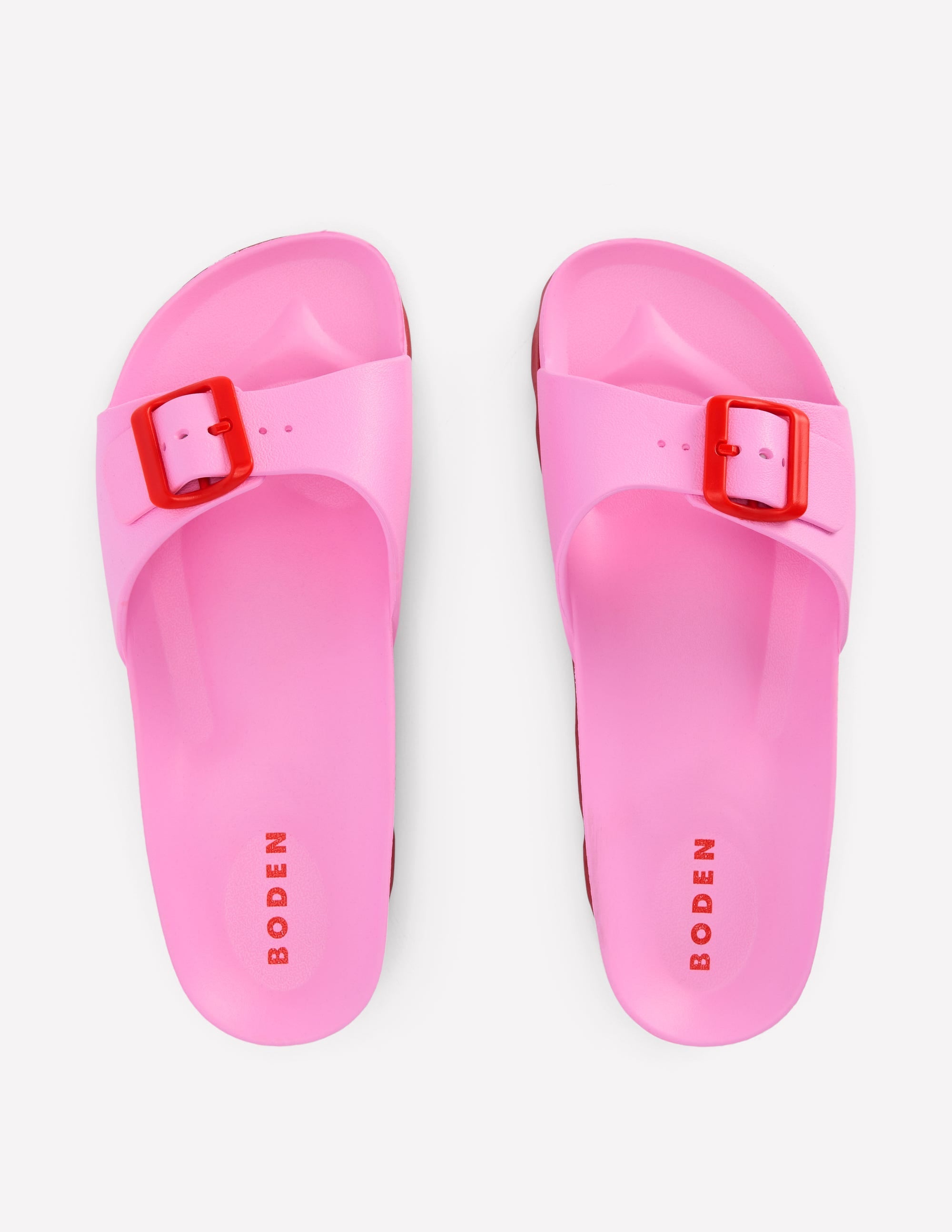 Lyla Single Buckle Sliders-Pink/Red