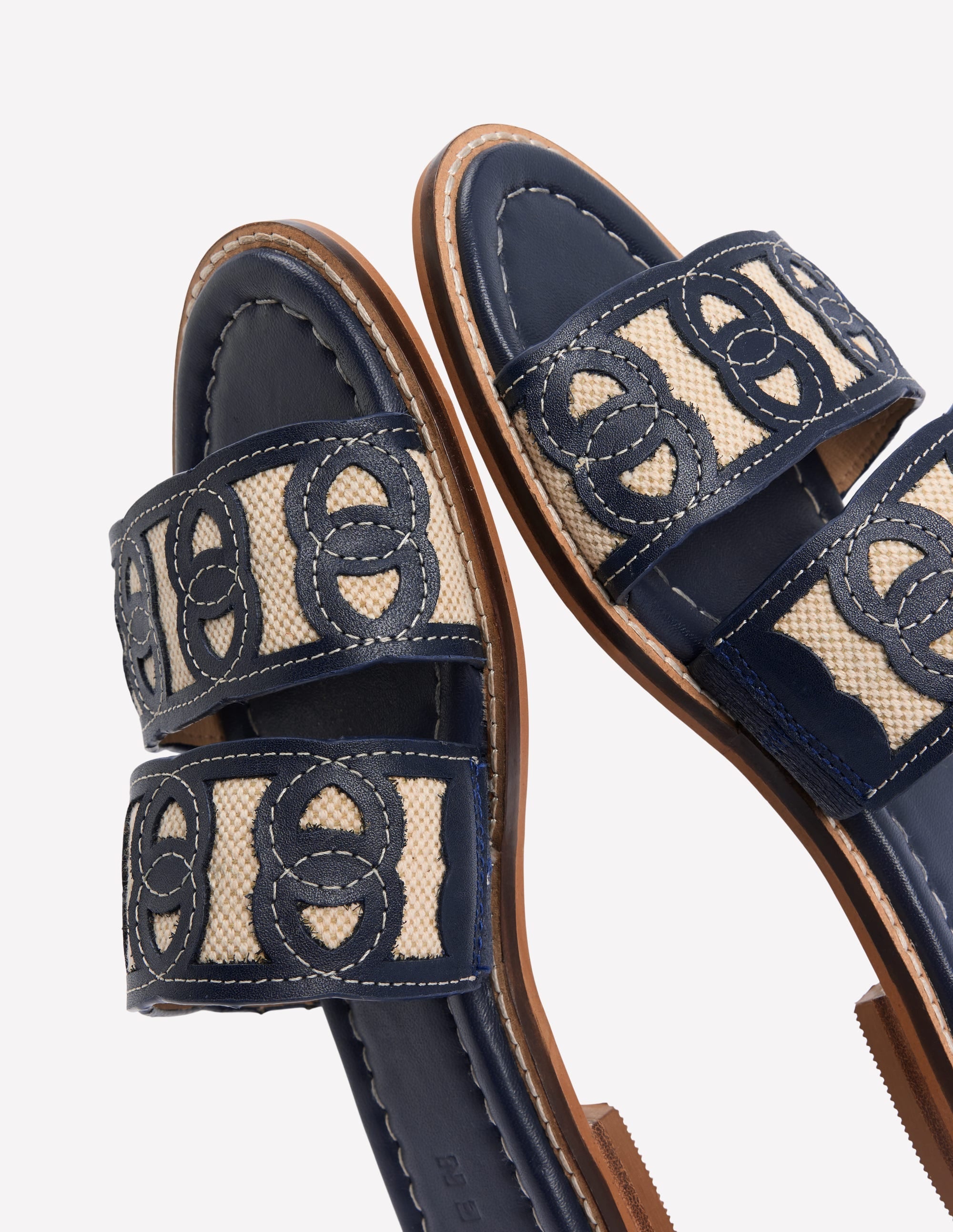Interlocked Flat Sandal-Navy