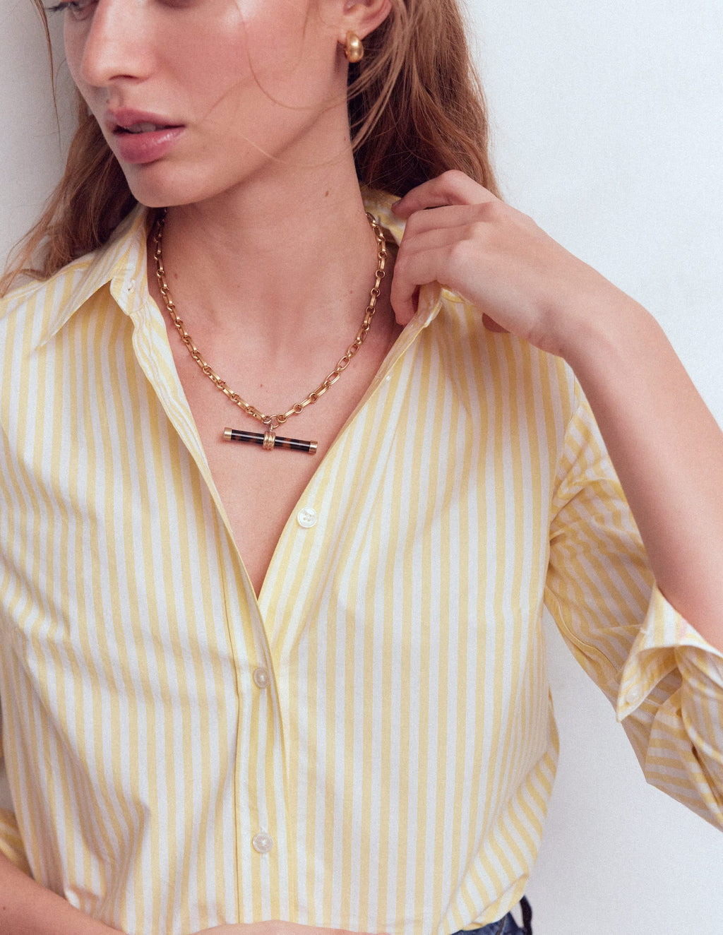 Resin Interest T-bar Necklace-Classic Tort