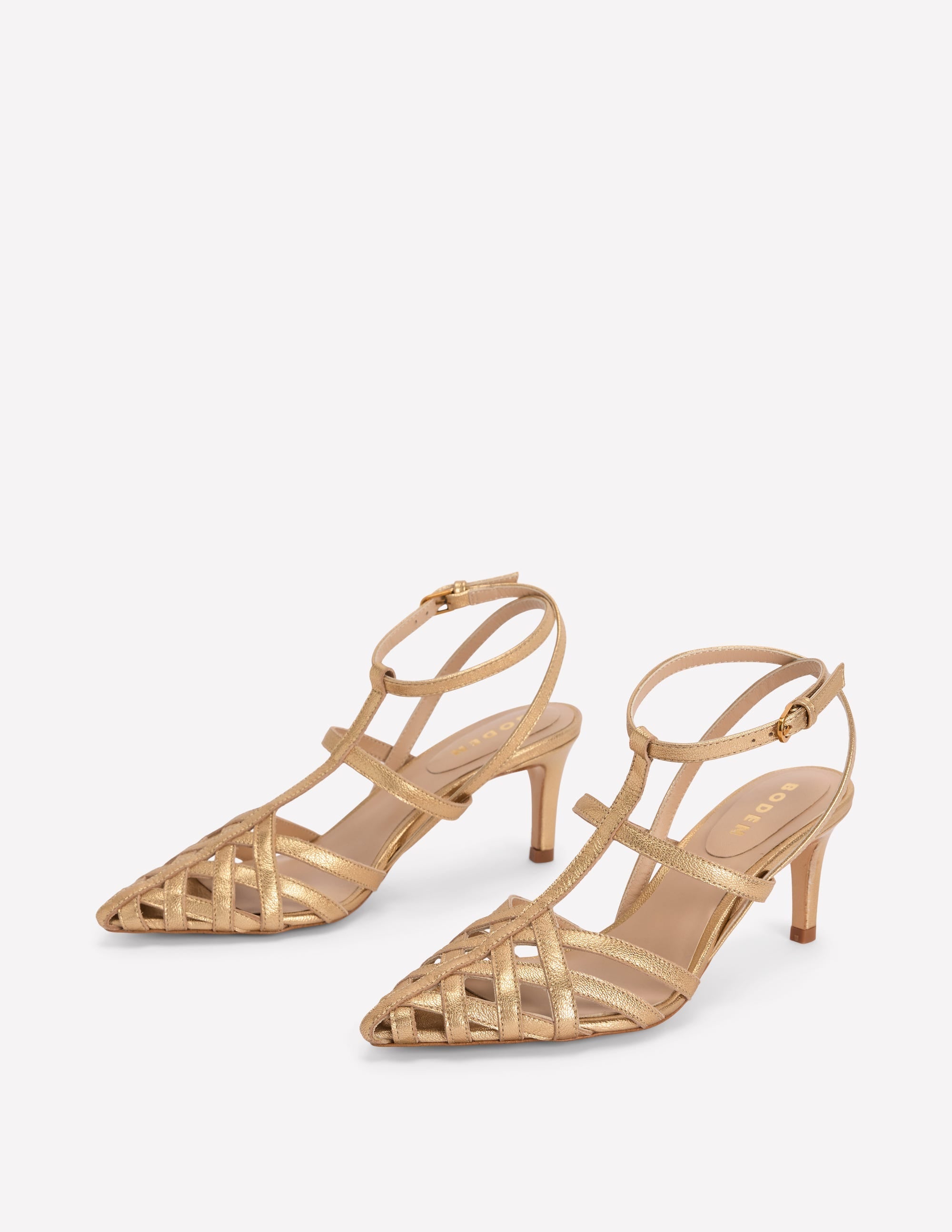 Cage Front Heels-Gold