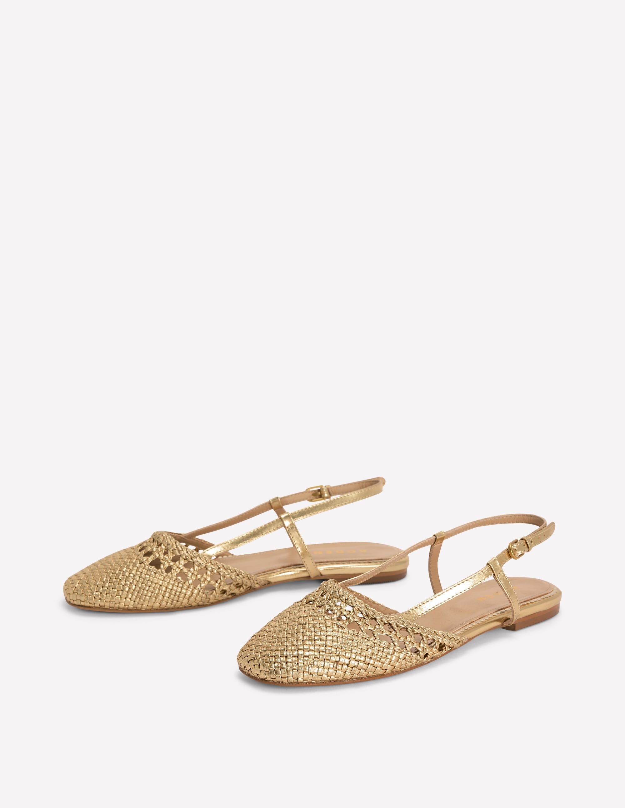 Woven Slingback Flats-Gold