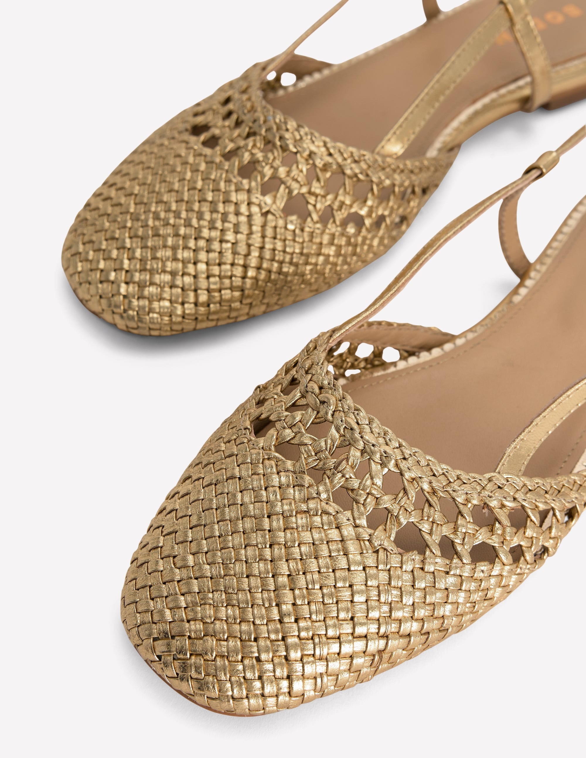 Woven Slingback Flats-Gold