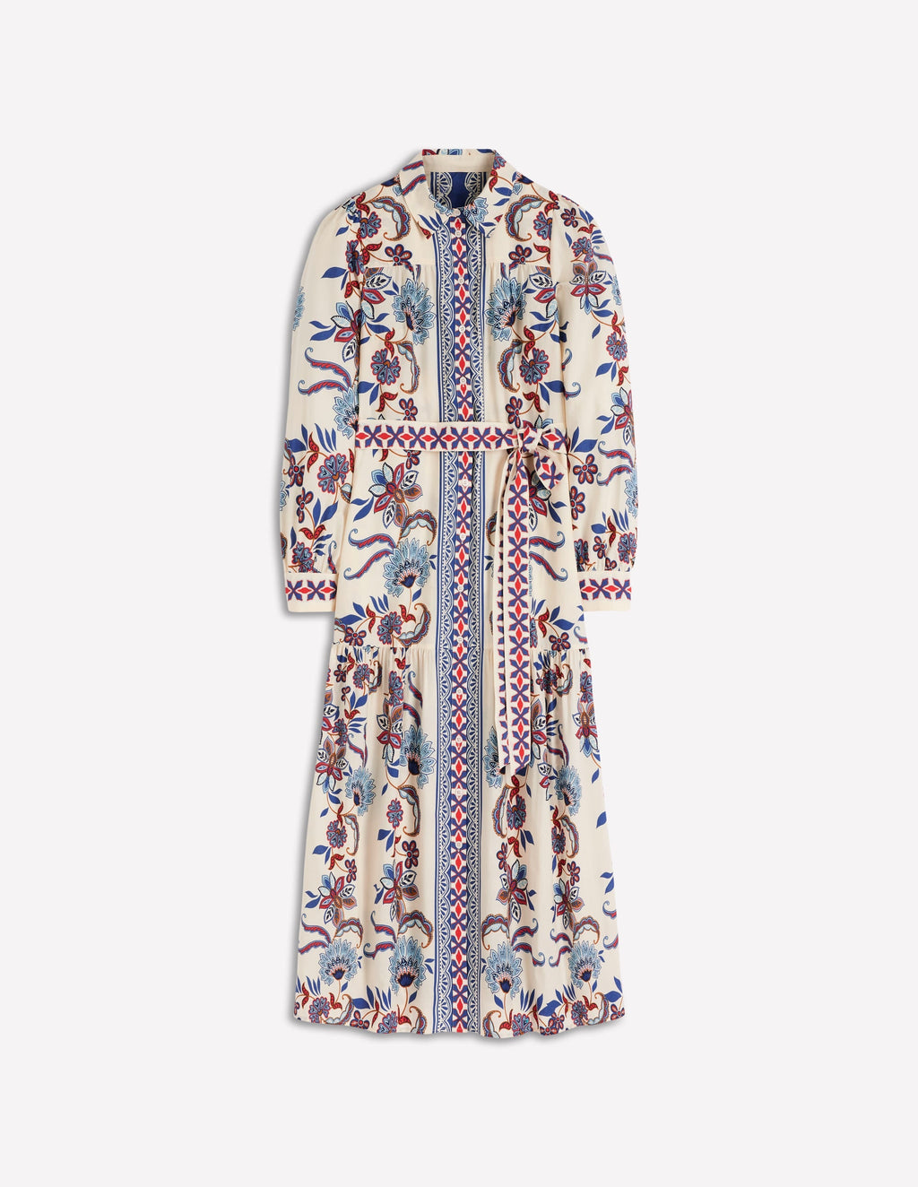Ellie Cotton Maxi Shirt Dress-Elegant Blossom Placement