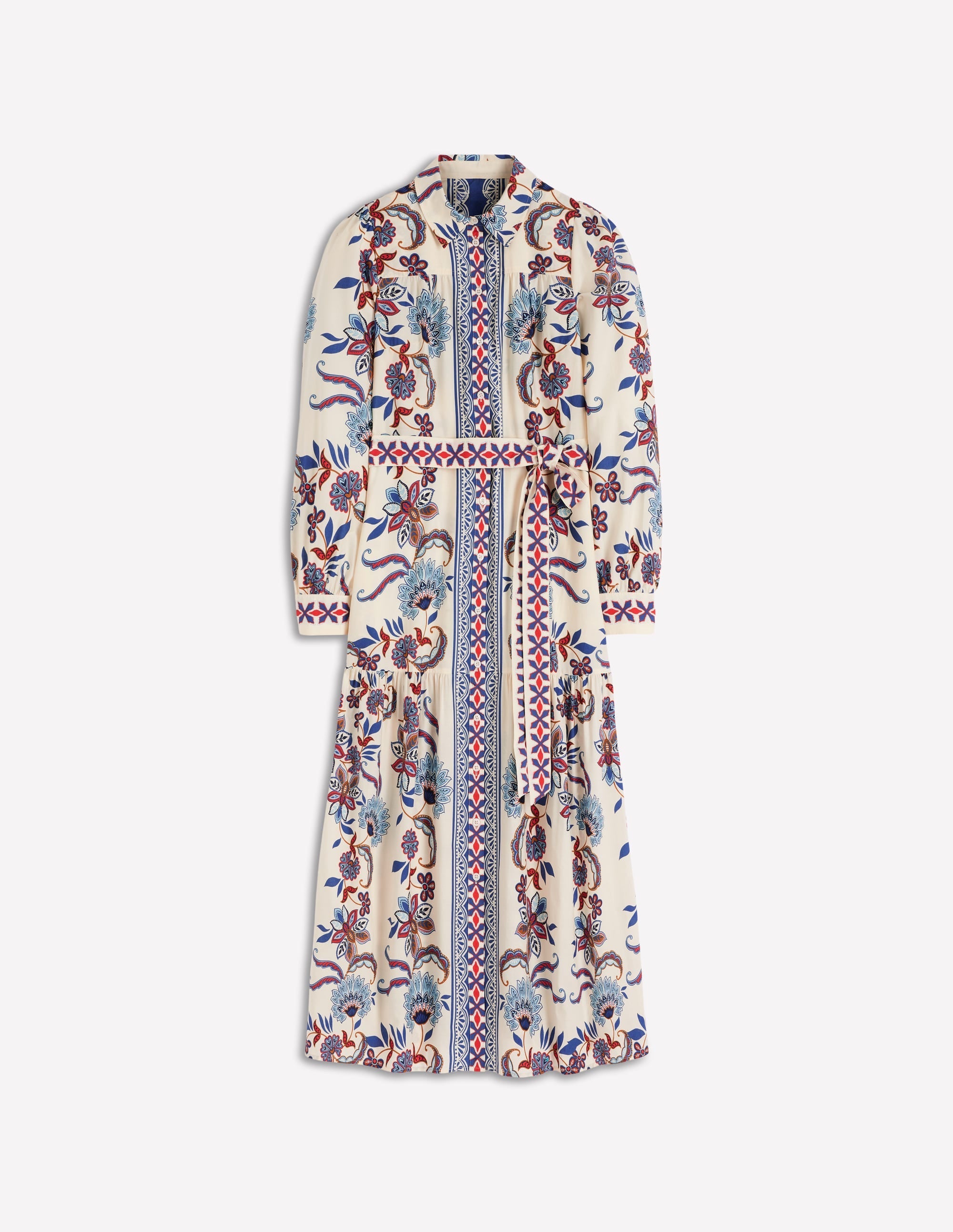 Ellie Cotton Maxi Shirt Dress-Elegant Blossom Placement