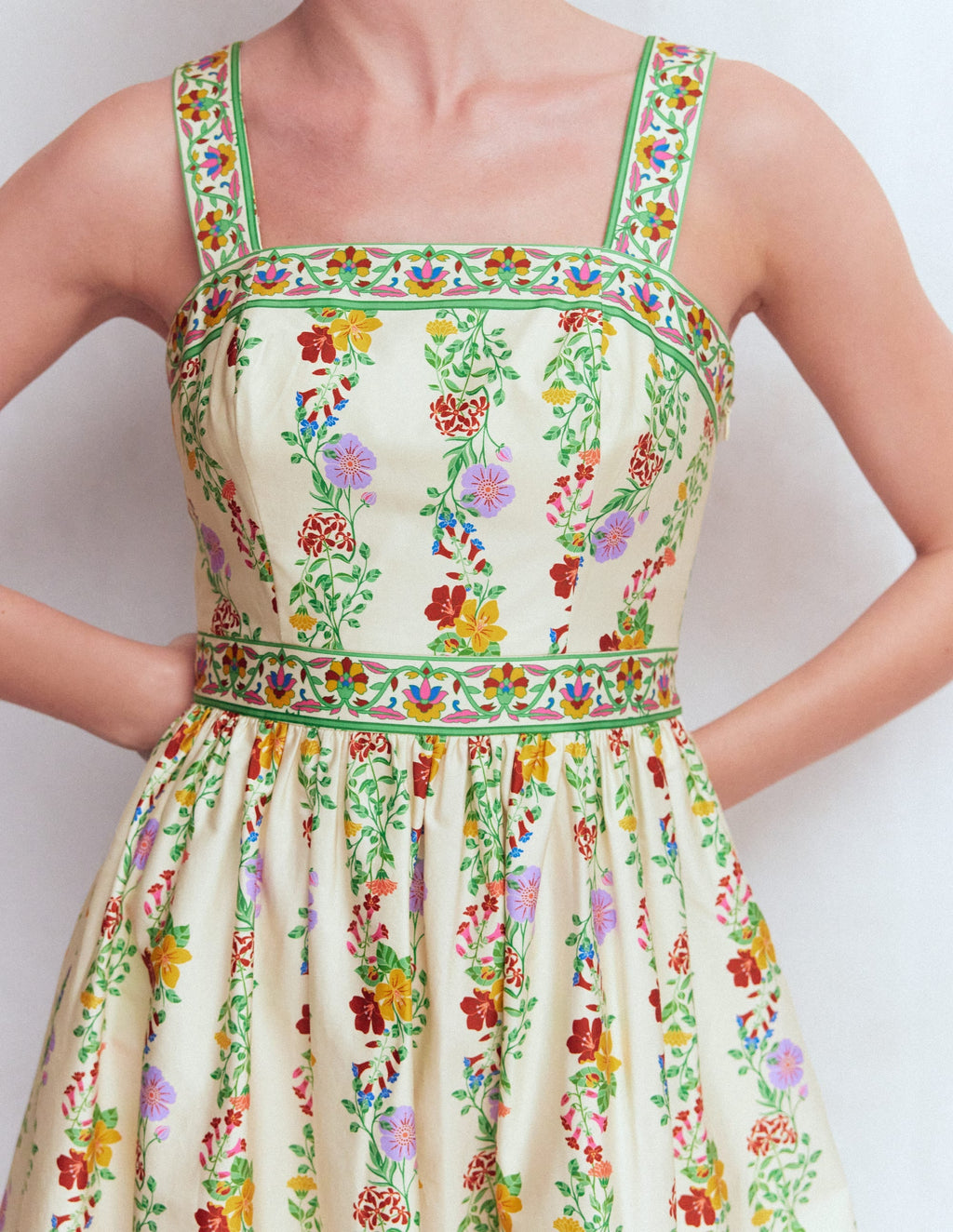 Square Neck Occasion Dress-Ivory, Blossom Trail