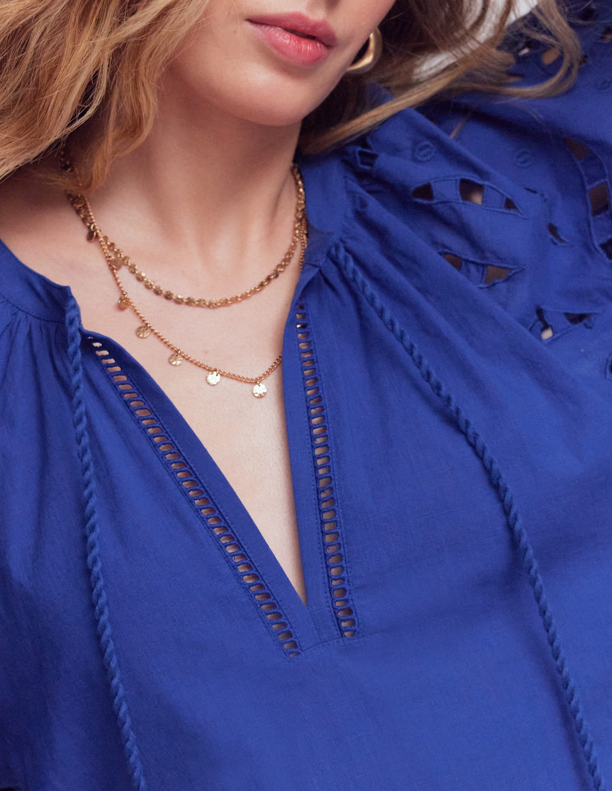 Embroidered Sleeve Kaftan-Blue Embroidery