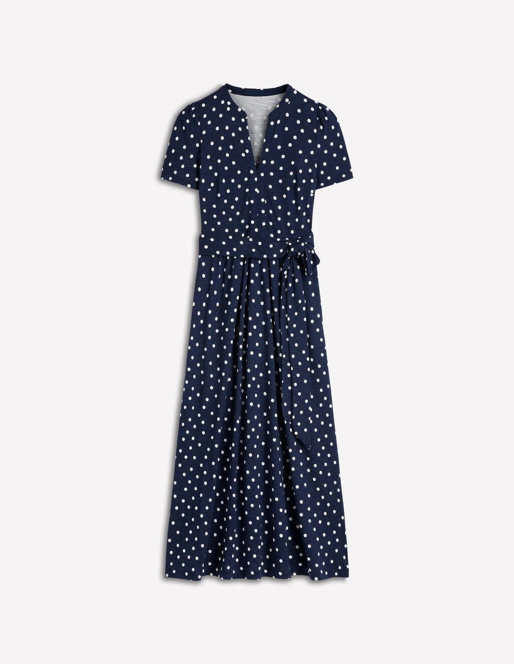 Naomi Jersey Midi Dress-Navy and Ivory, Painted Dot