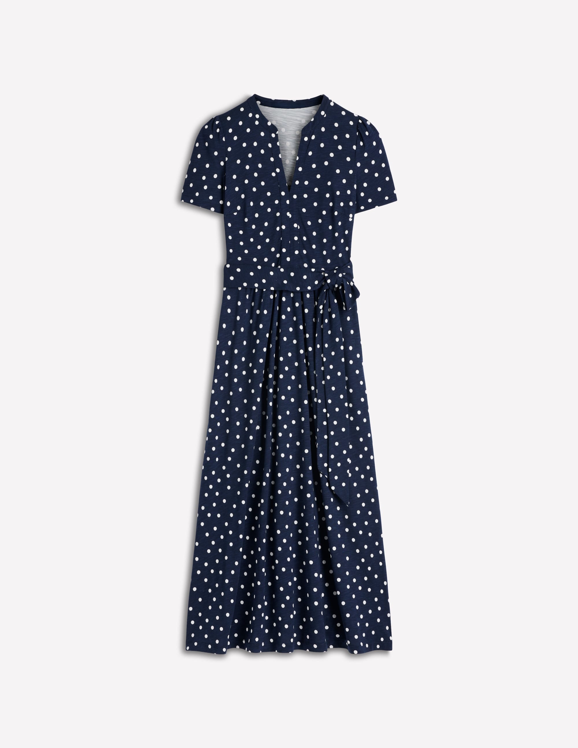 Naomi Jersey Midi Dress-Navy and Ivory, Painted Dot