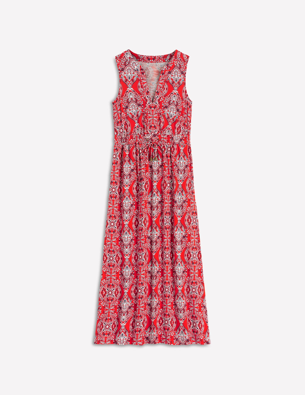 Delphine Midi Sleeveless Dress-Blood Orange, Gardenia