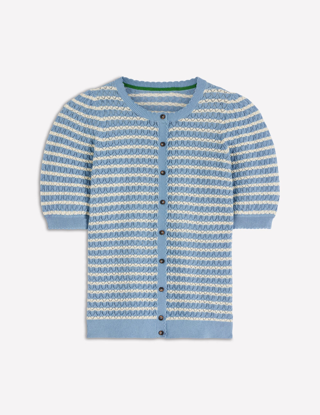 Dot Pointelle Cardigan-Blue Stripe