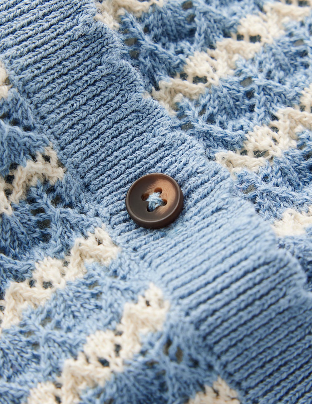Dot Pointelle Cardigan-Blue Stripe