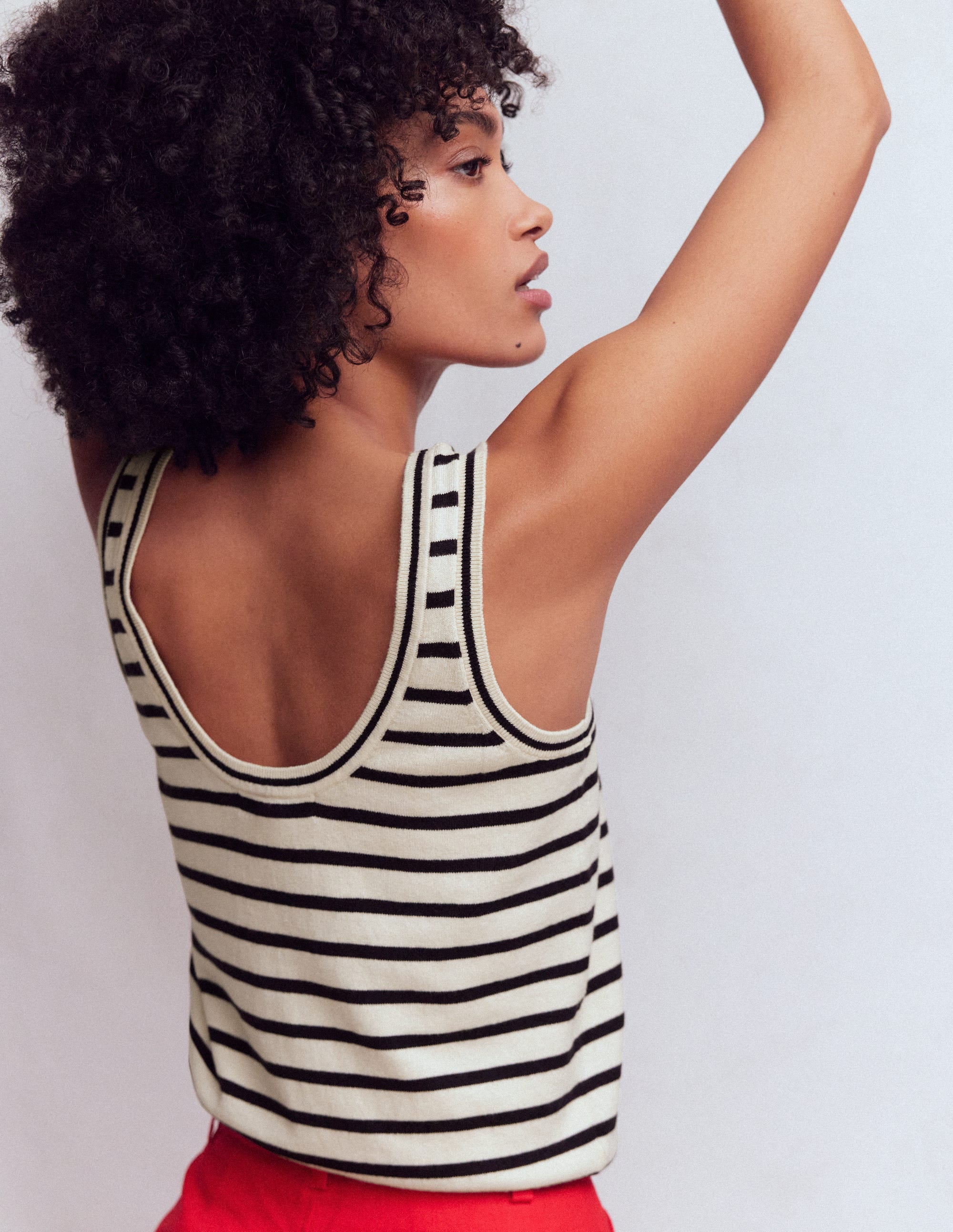 Liz Knitted Tank-Ivory, Navy