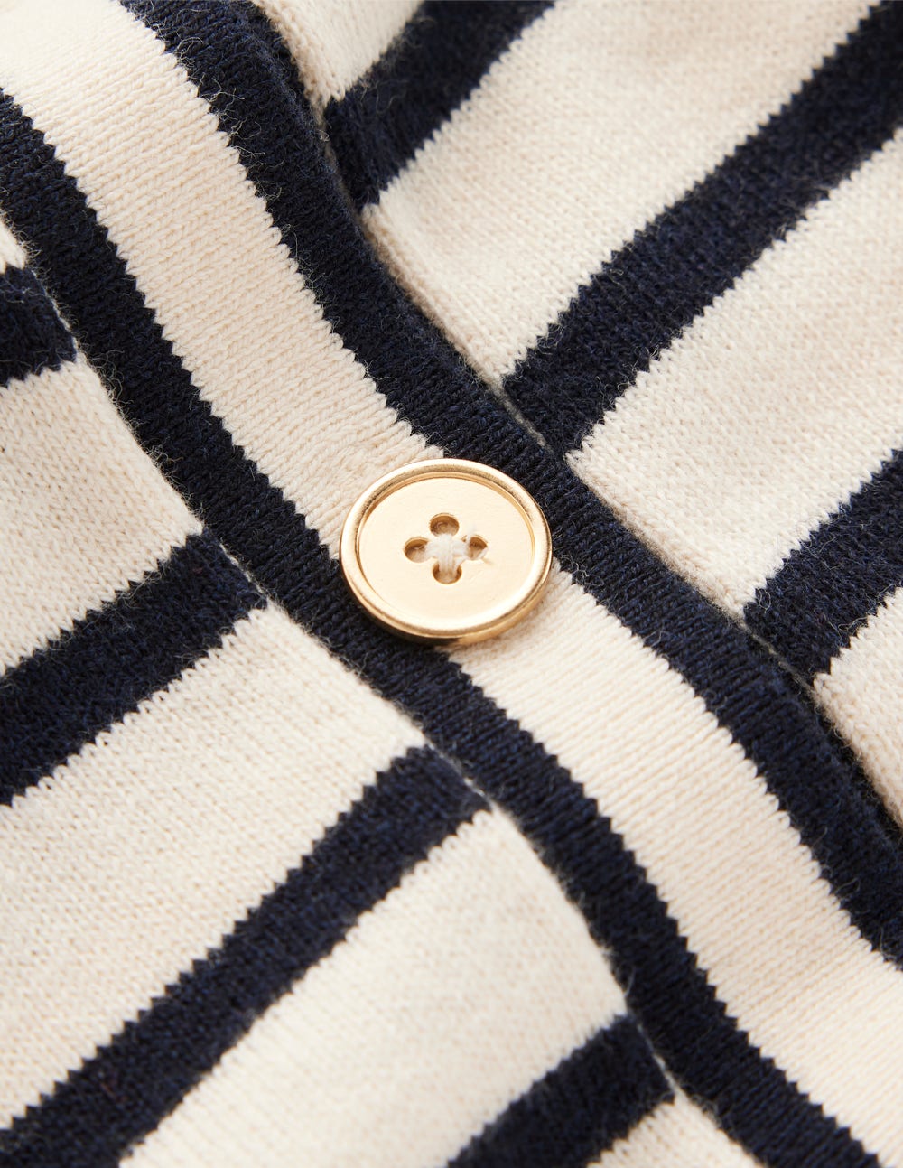 Liz Knitted Collared Cardigan-Ivory/ Navy