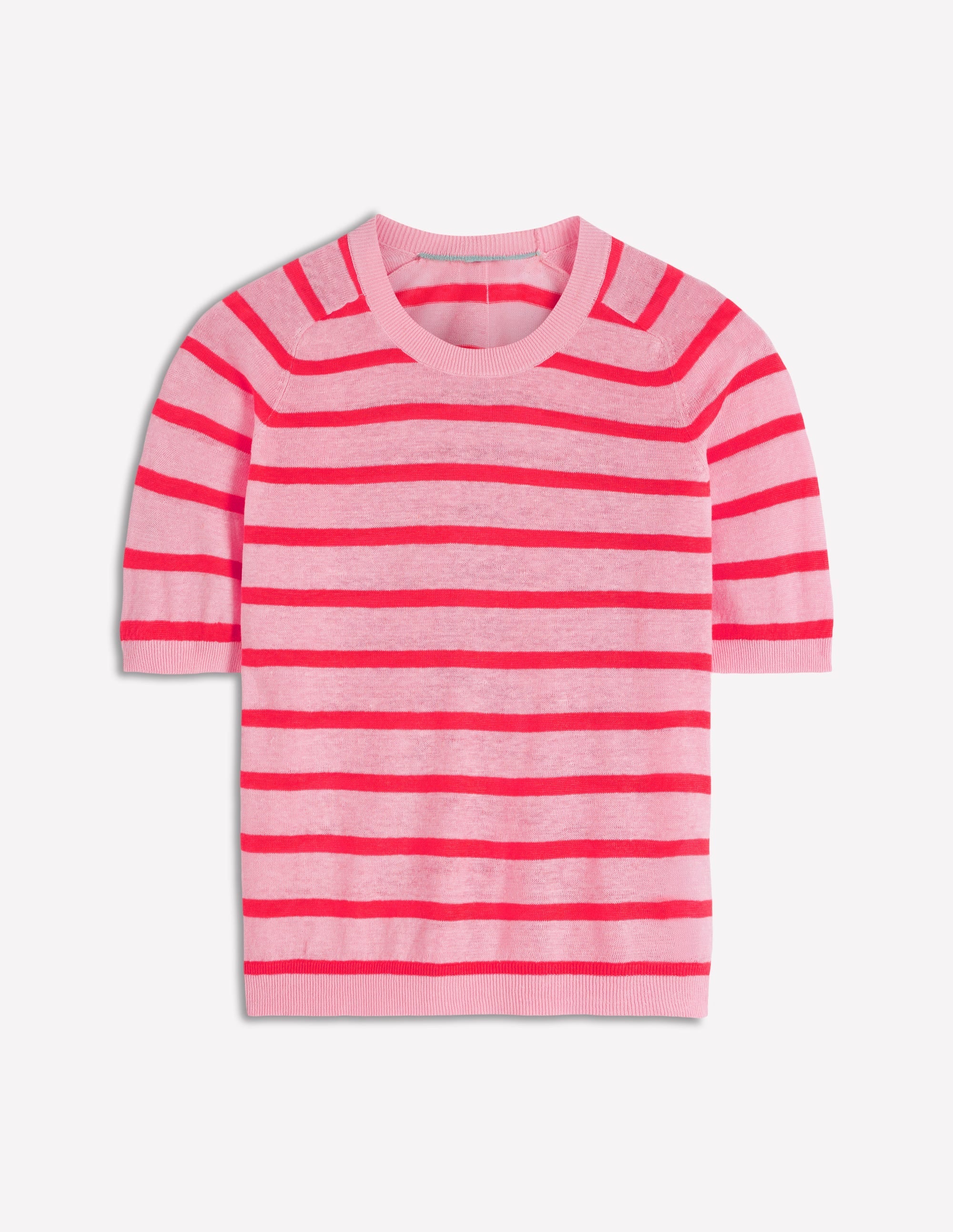 Agnes Linen Button T-Shirt-Sunkissed Coral / Formica Pink