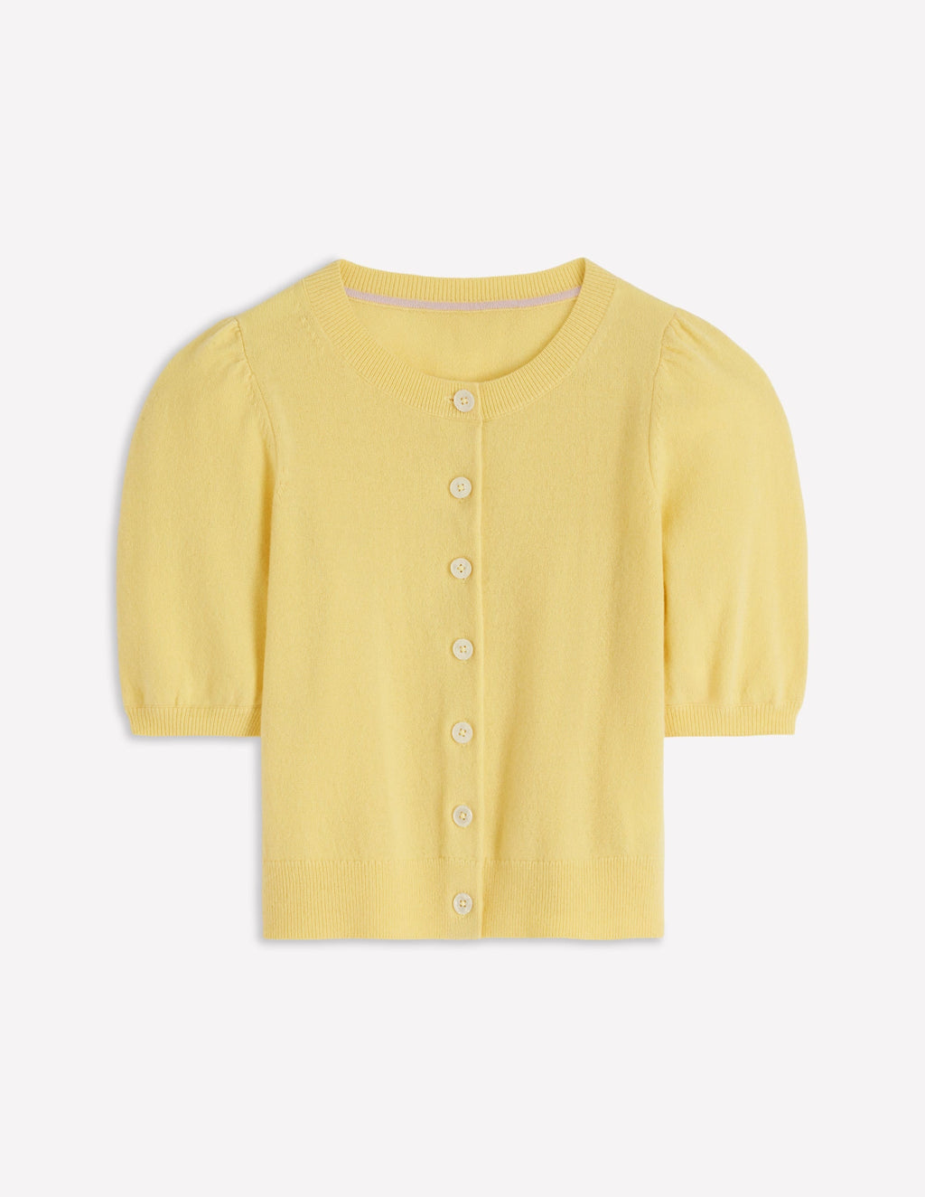 Cropped Cashmere Cardigan-Sandstone Yellow