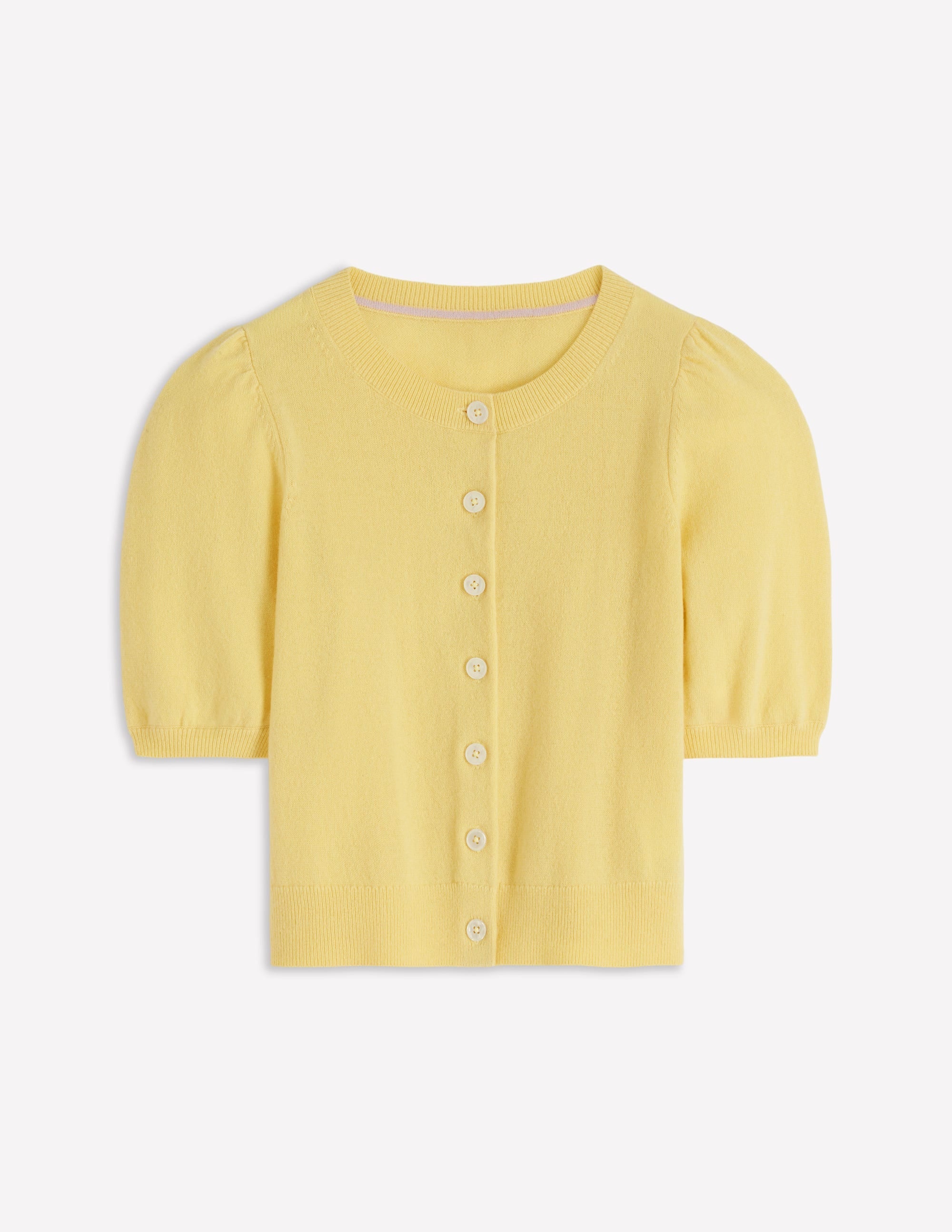 Cropped Cashmere Cardigan-Sandstone Yellow
