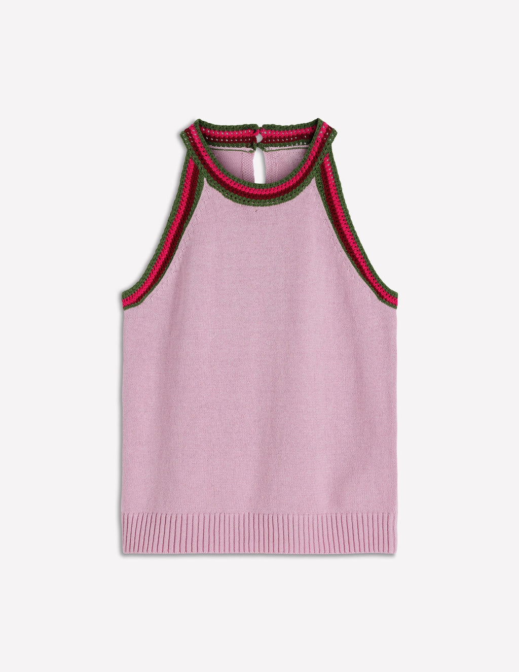 Saffron Crochet Racer Tank-Pink