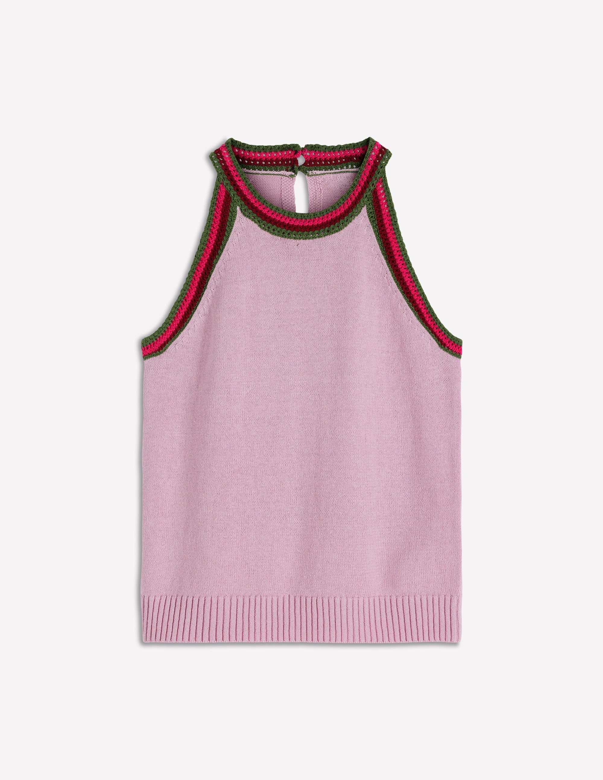 Saffron Crochet Racer Tank-Pink
