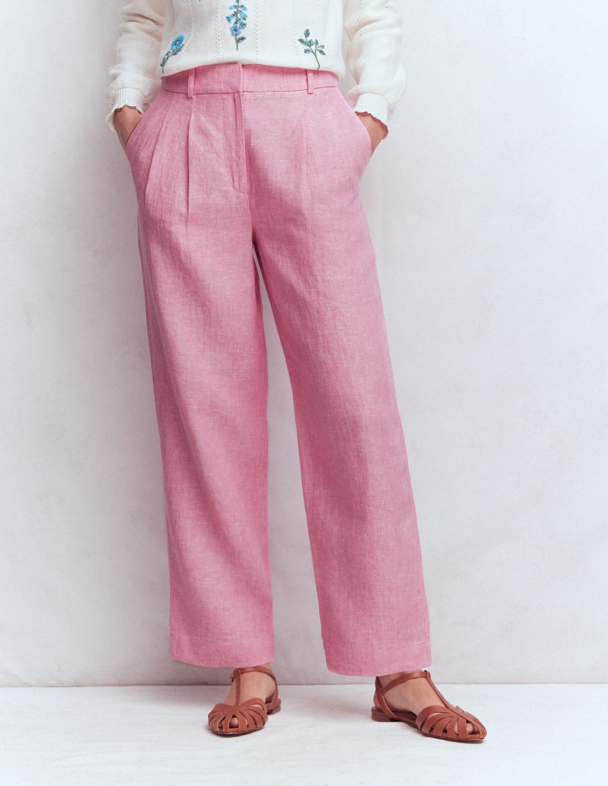 Bloomsbury Linen Pants-Meadowsweet Pink Chambray