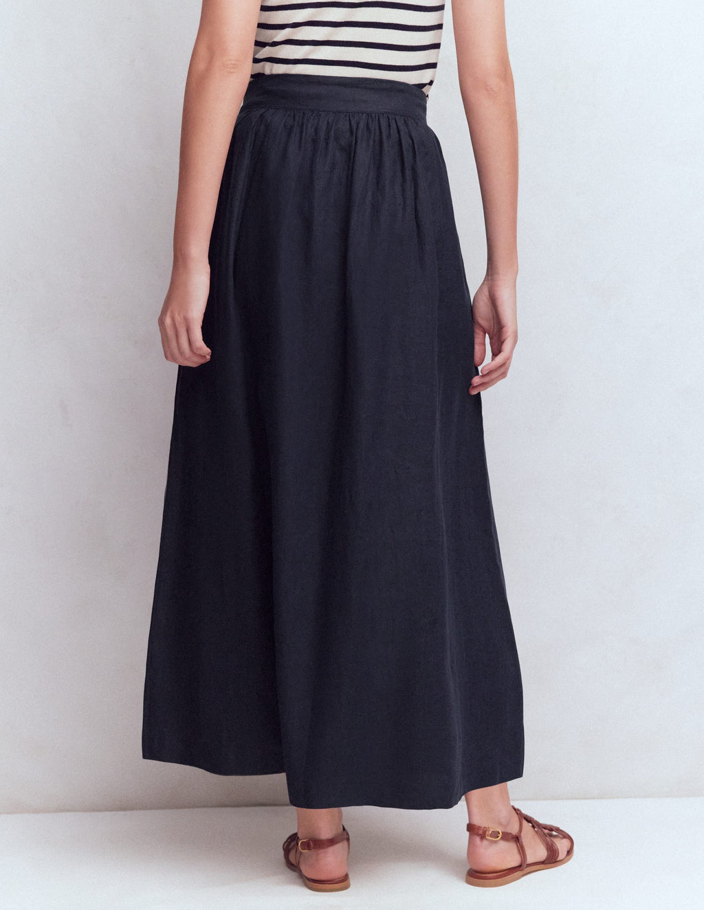 Emma Linen Maxi Skirt-Navy