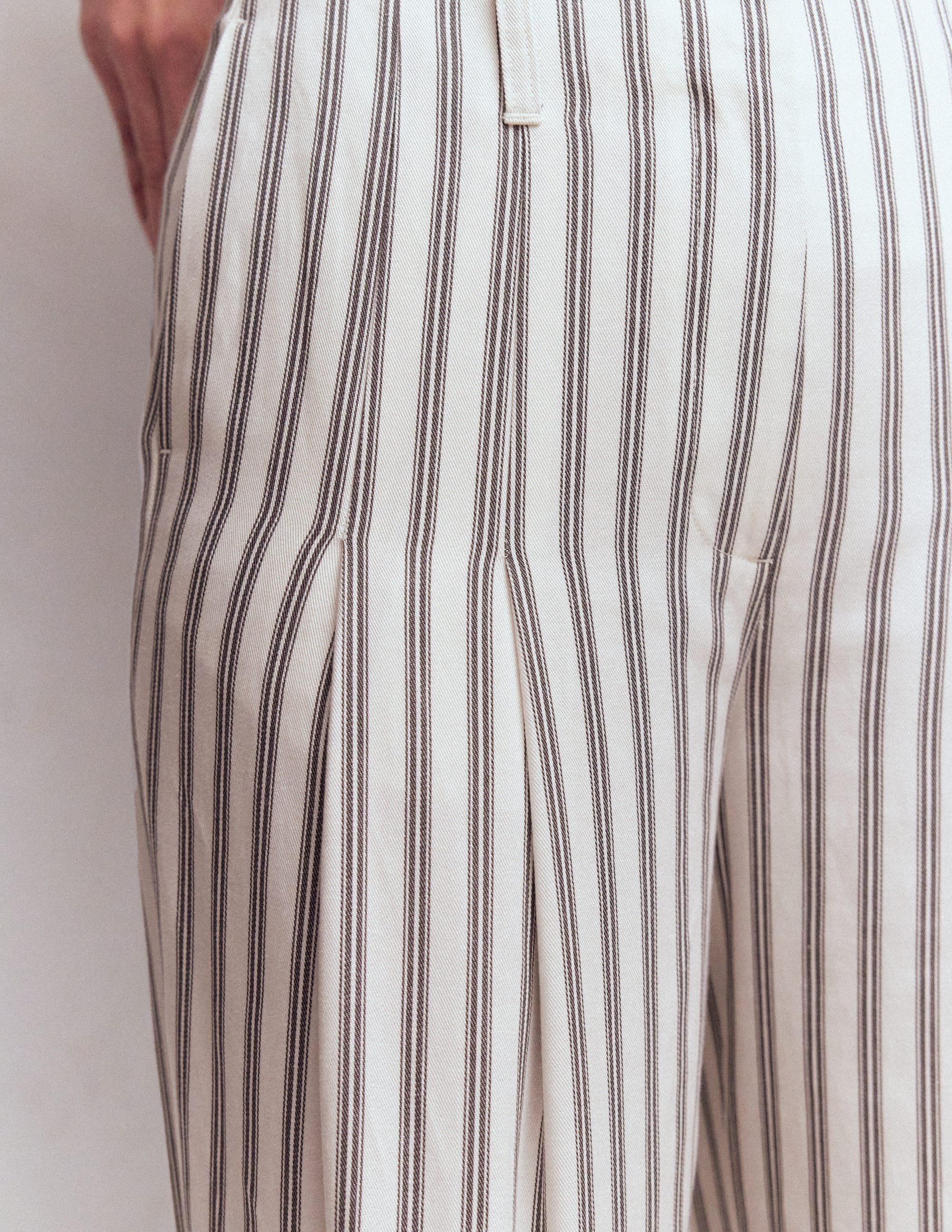 Mayfair Tailored Pants-Ivory, Navy Stripe