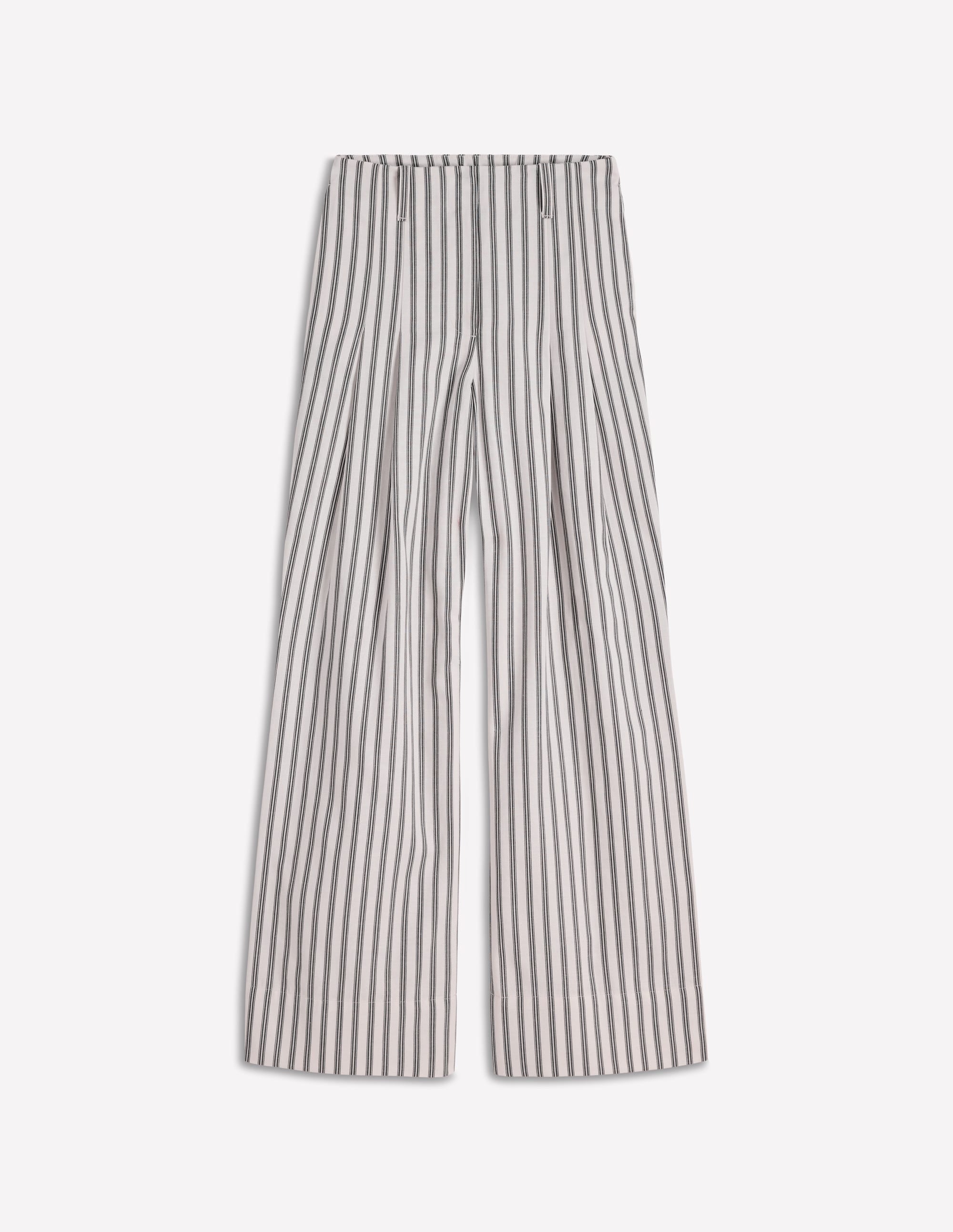 Mayfair Tailored Pants-Ivory, Navy Stripe