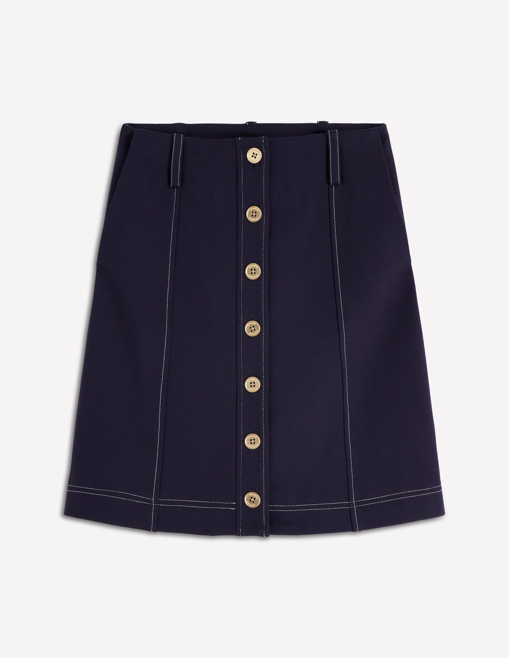 Contrast Stitch Ponte Skirt-Navy