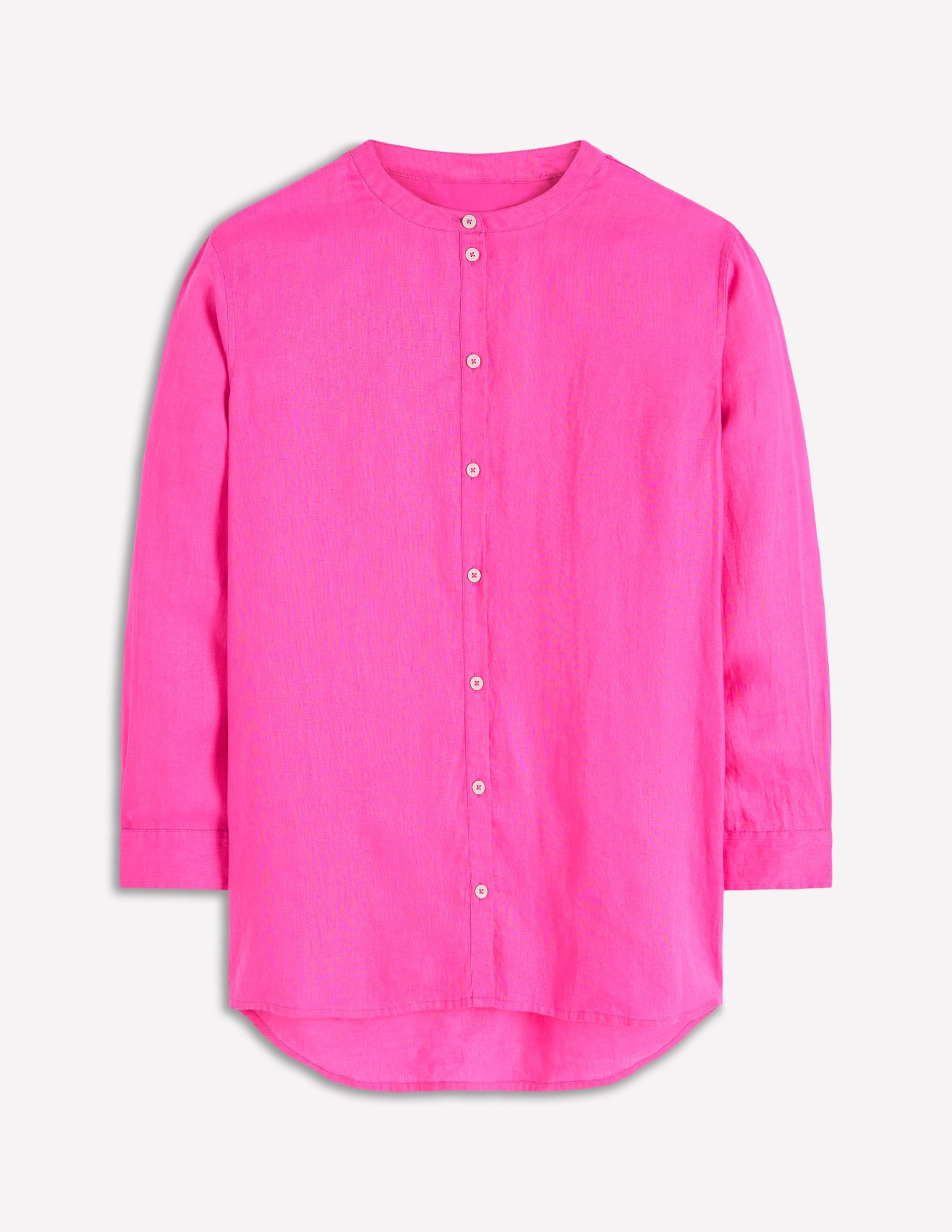 Longline Linen Shirt-Pop Pansy
