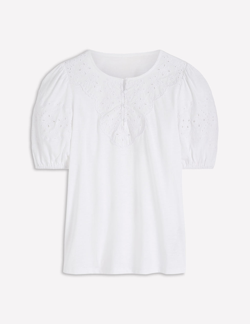 Ada Broderie Mix Top-White