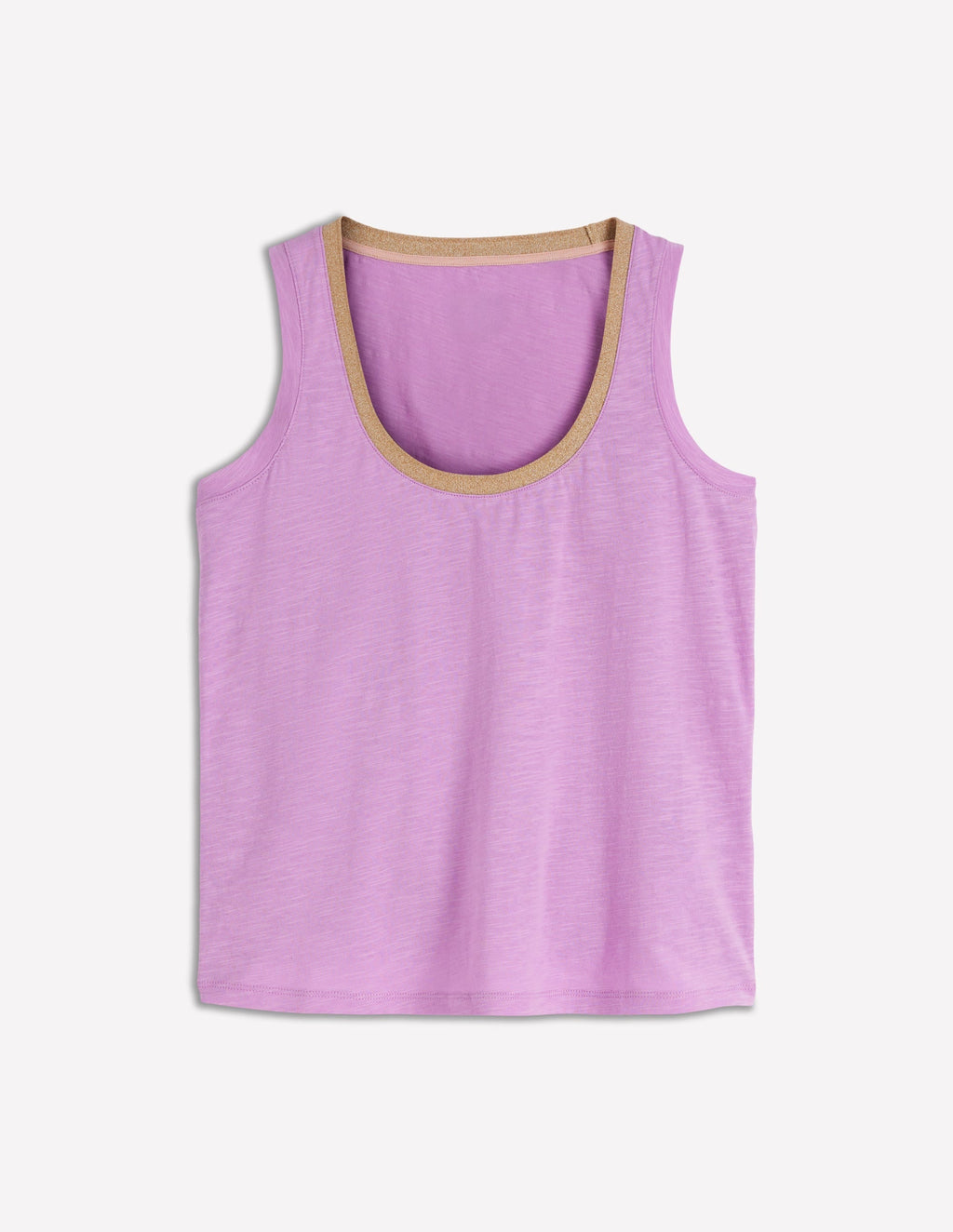 Metallic Trim Scoop Neck Vest-Heath Lilac