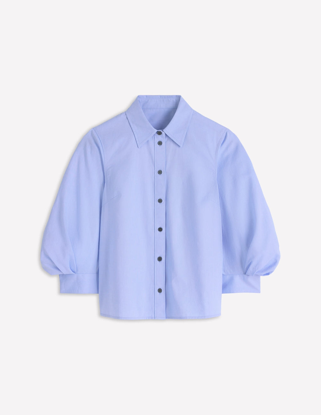 Puff Sleeve Oxford Shirt-French Blue