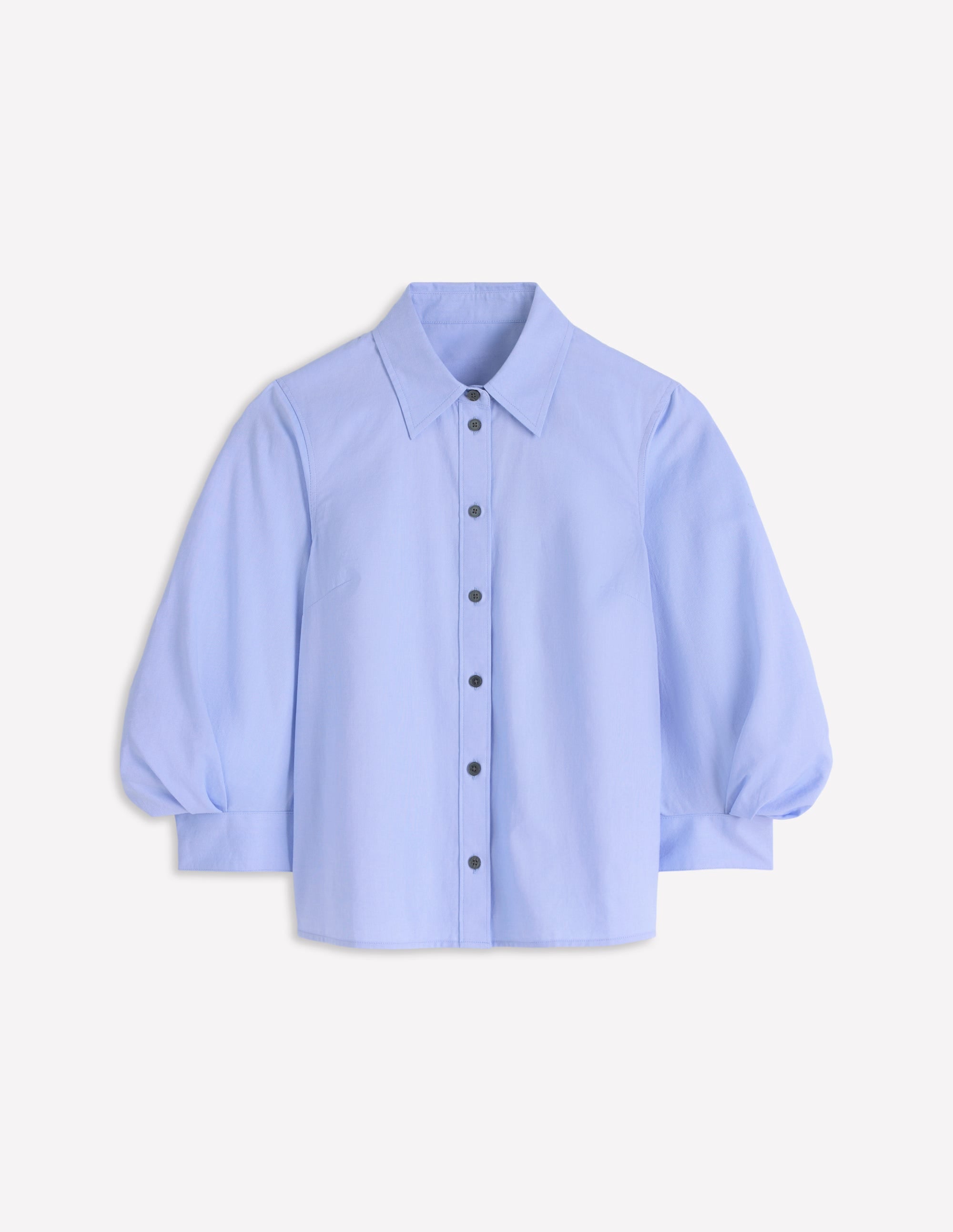 Puff Sleeve Oxford Shirt-French Blue