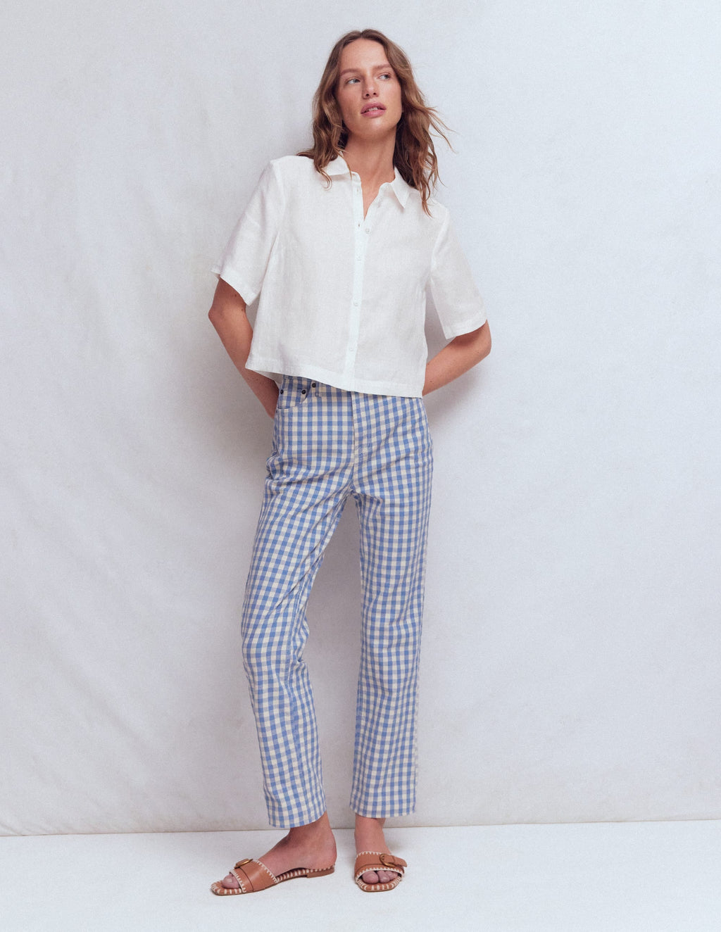 Short Sleeve Linen Shirt-White