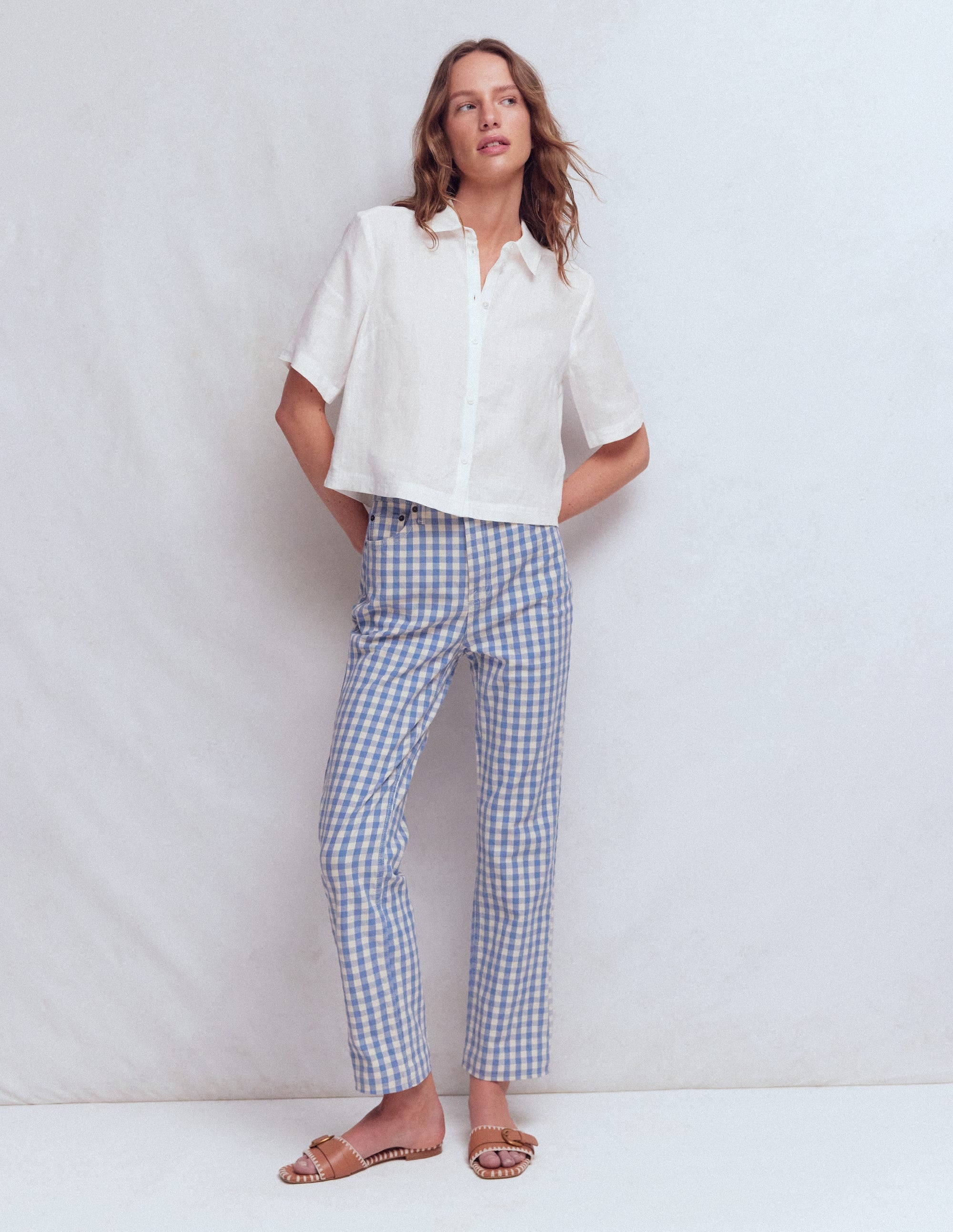 Short Sleeve Linen Shirt-White