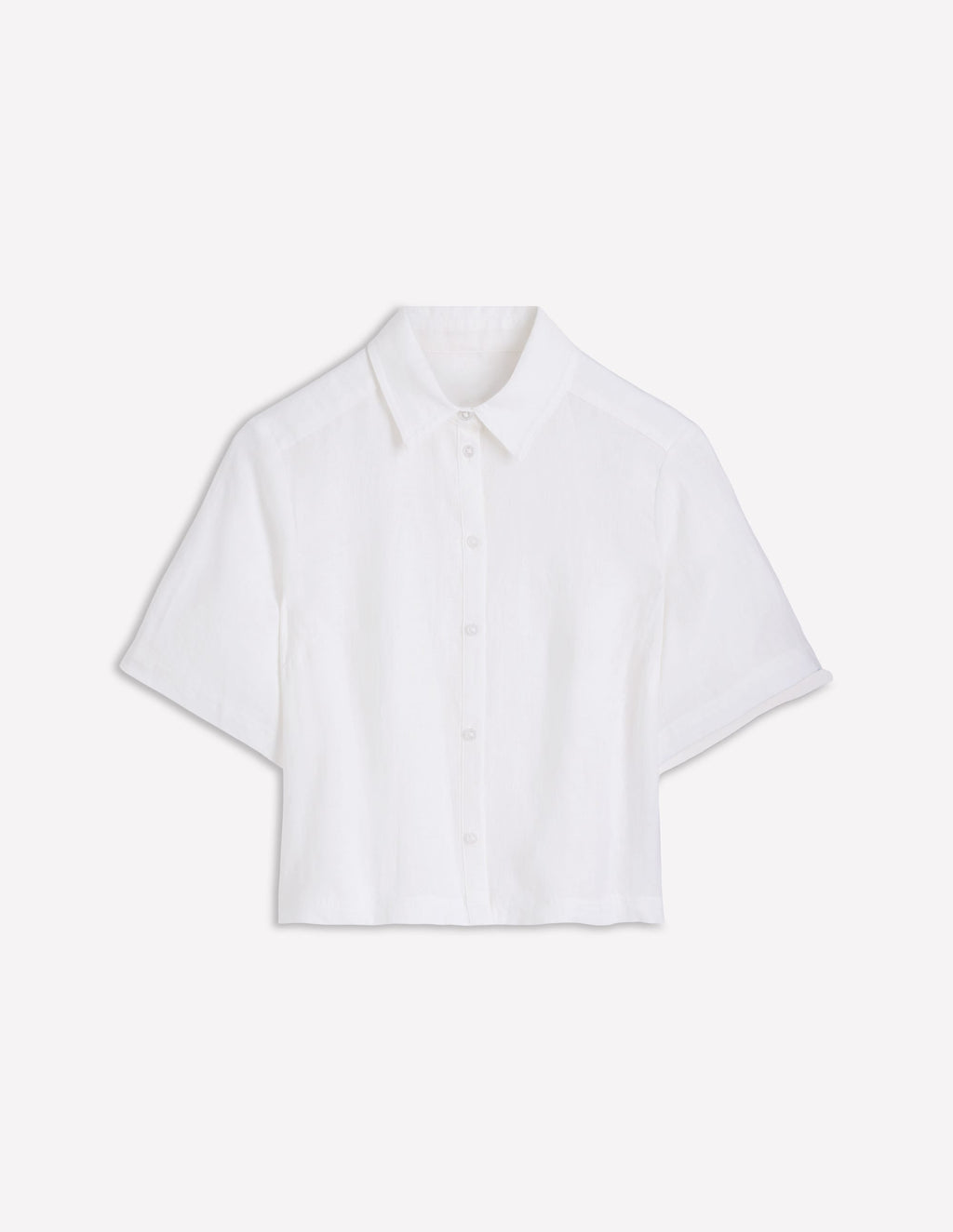 Short Sleeve Linen Shirt-White