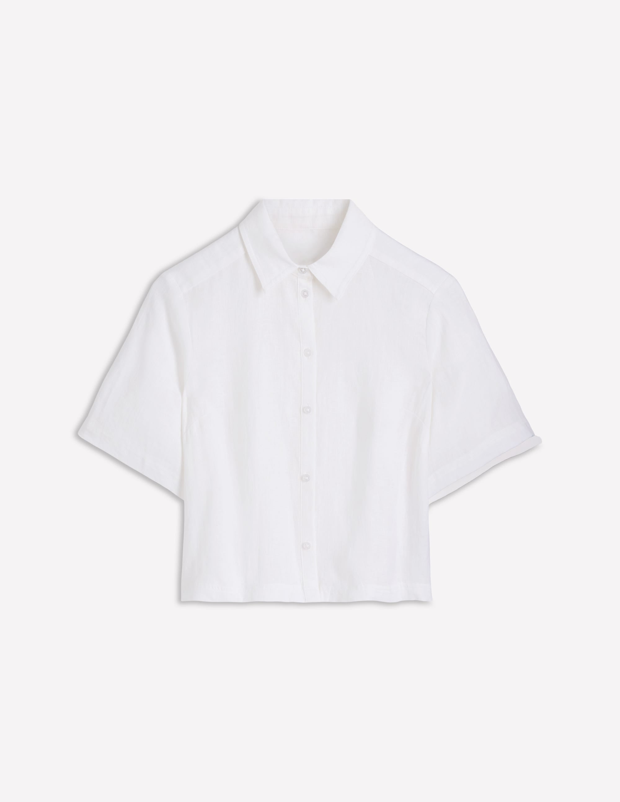 Short Sleeve Linen Shirt-White