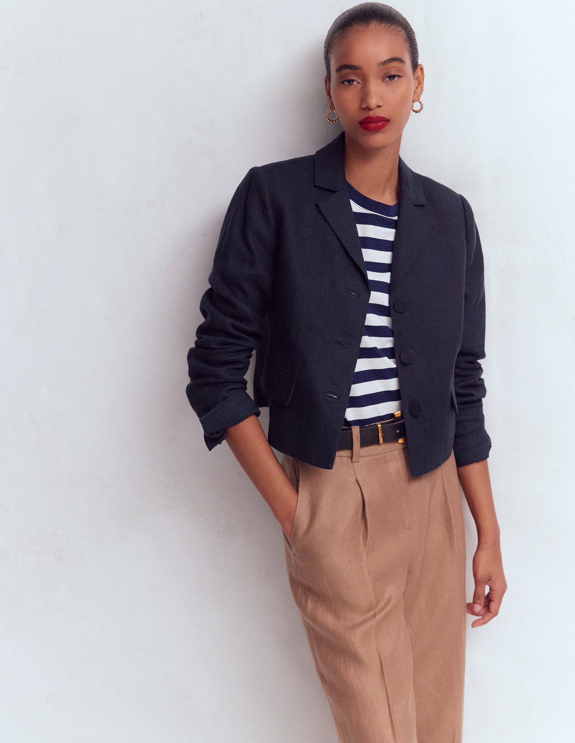Dartmouth Linen Blazer-Navy