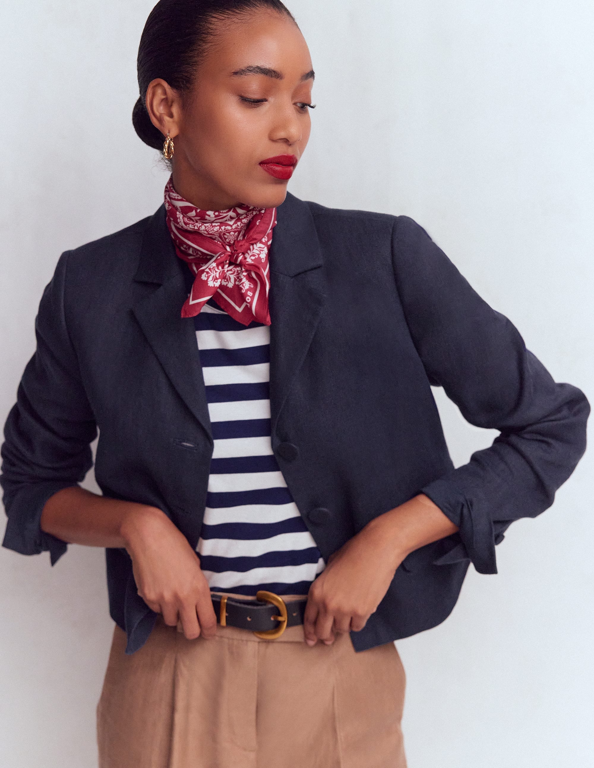 Dartmouth Linen Blazer-Navy