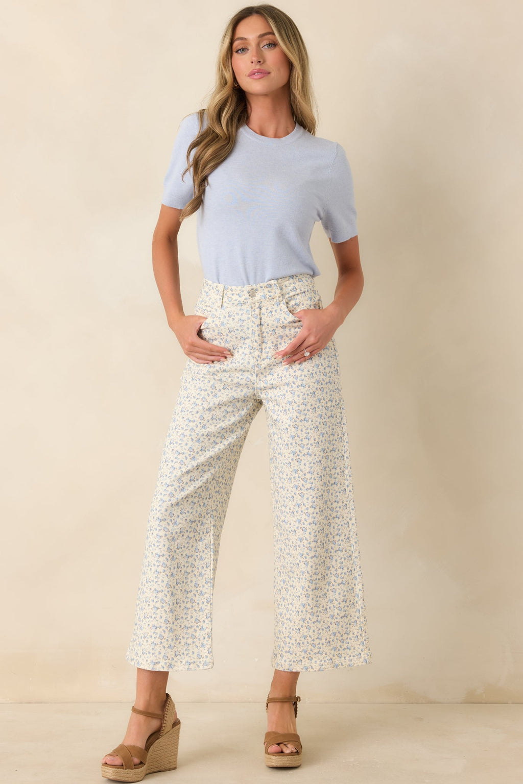 Always A Favorite Sky Blue Short Sleeve Knit Top