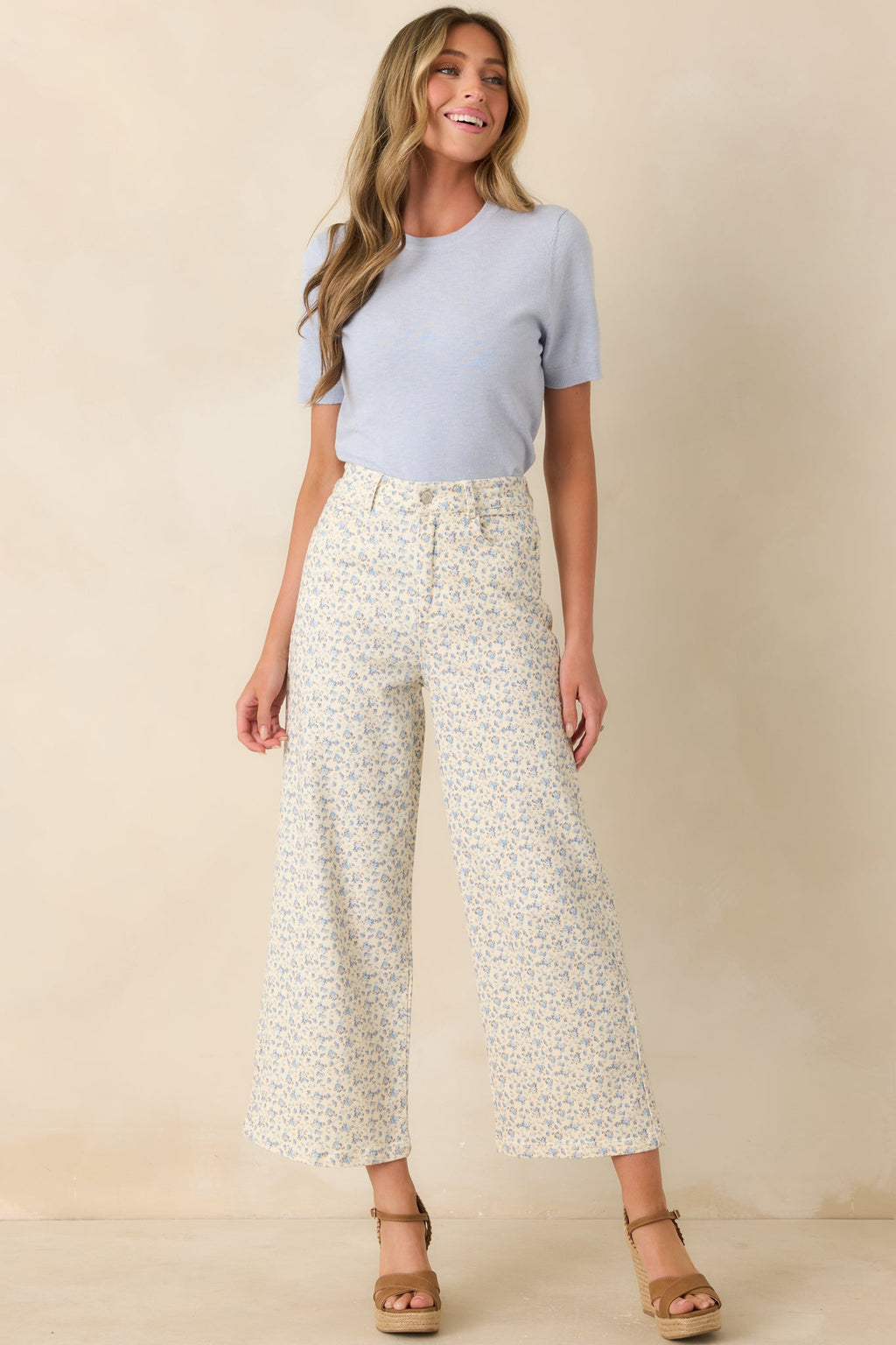 Always A Favorite Sky Blue Short Sleeve Knit Top