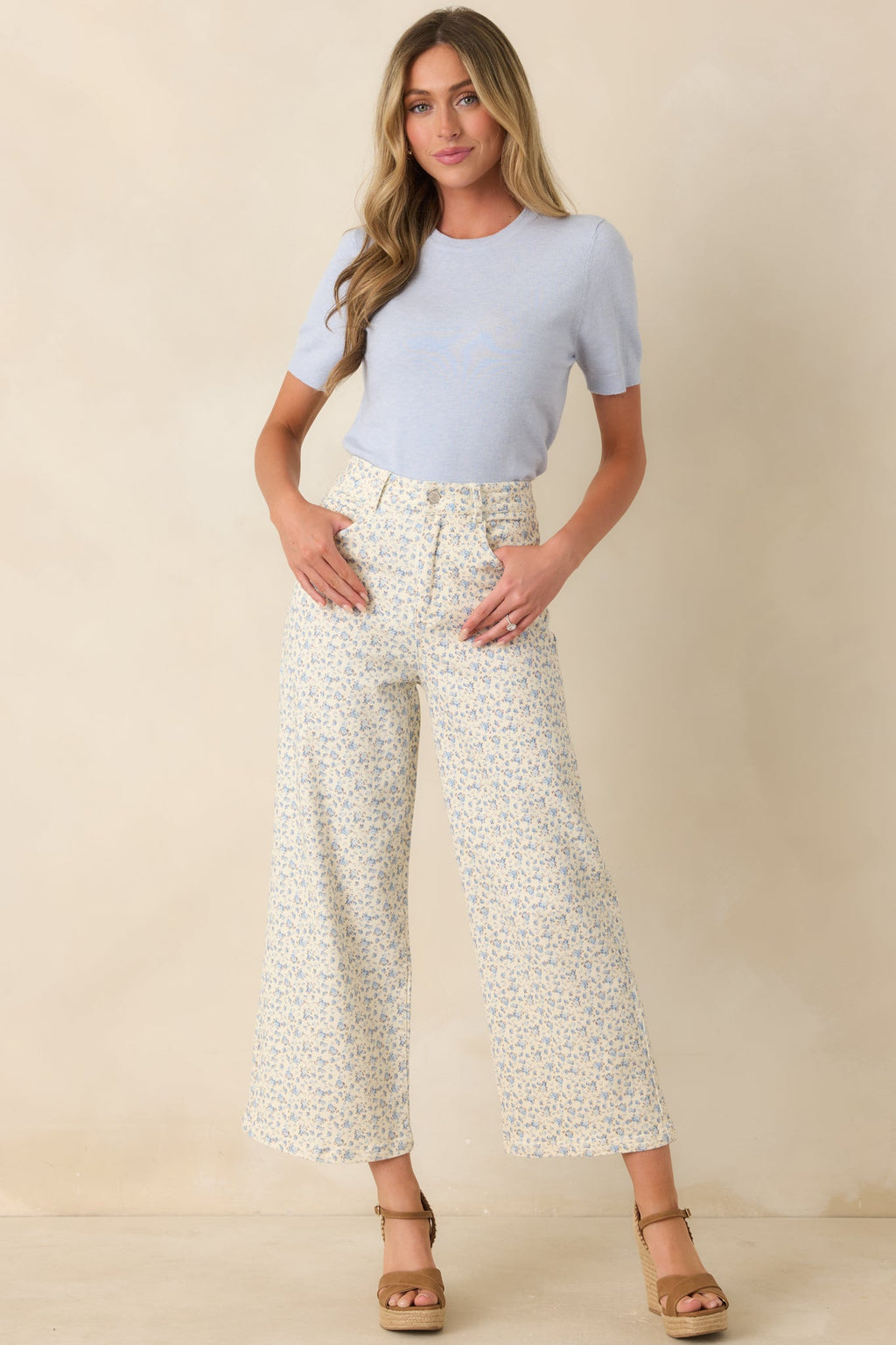 Always A Favorite Sky Blue Short Sleeve Knit Top