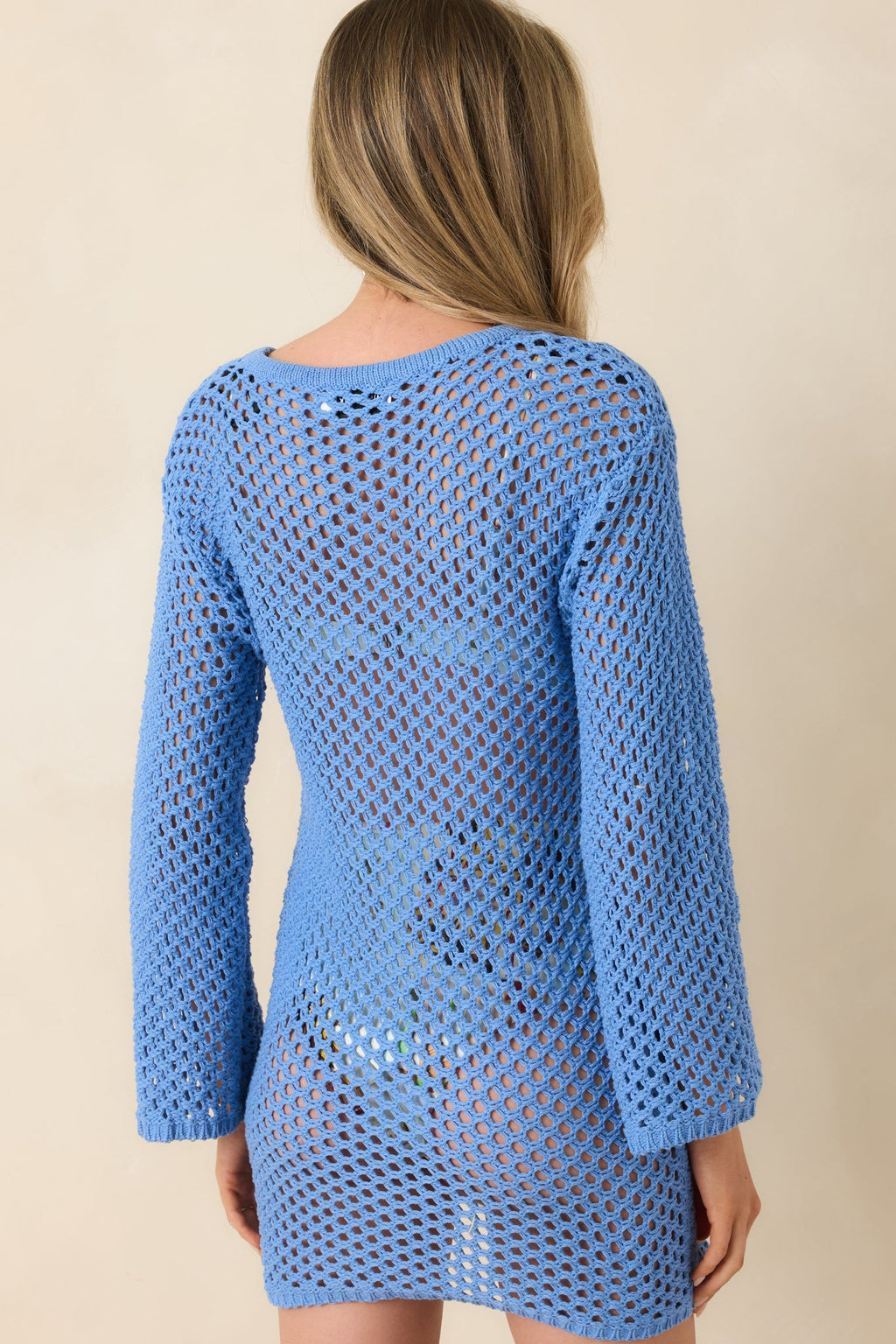 MINKPINK Balmy Blue Crochet Mini Dress
