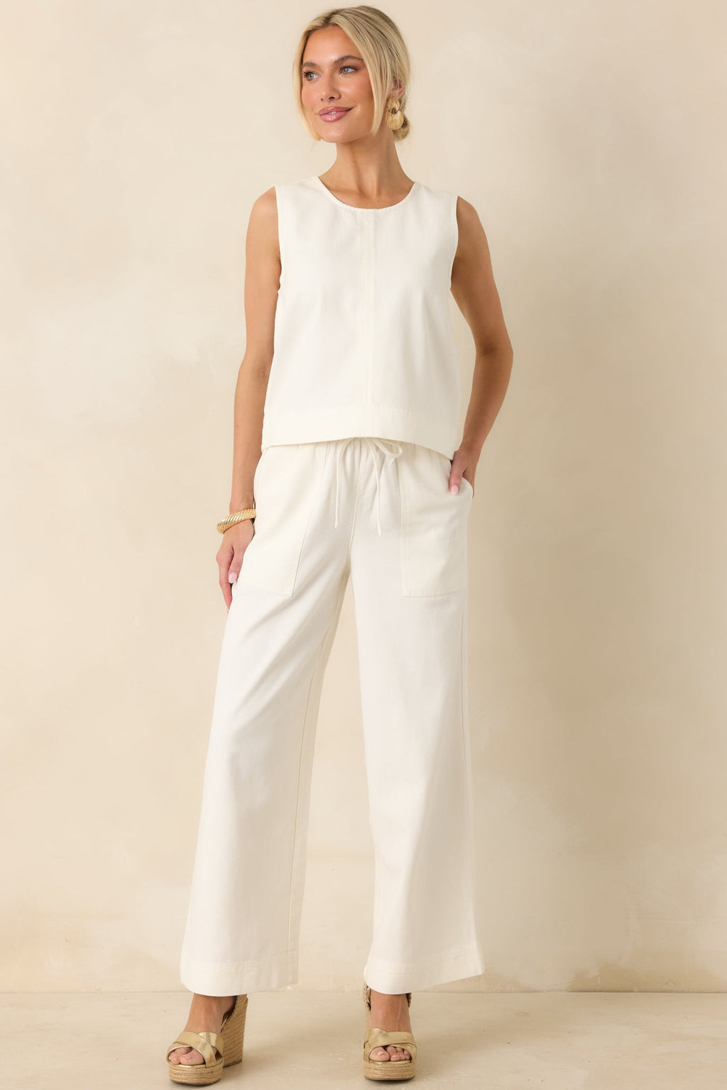 Z Supply Sun Seeker Ivory Twill Cropped Tank