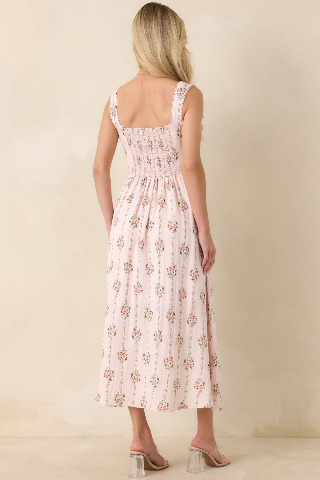 Some Kind of Wonderful Light Pink Floral Midi Dress