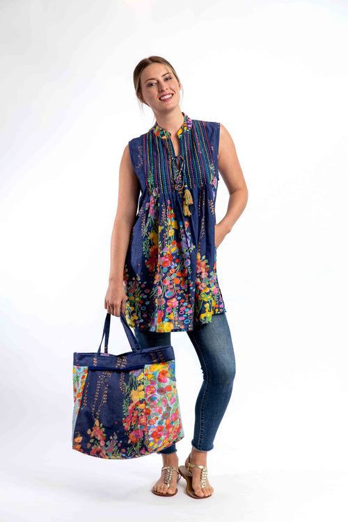 Mozaic tote bag in Navy Spring