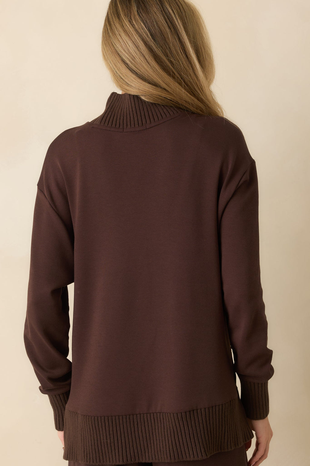 Z Supply Dark Brown Sable Luxe Mock Neck Top